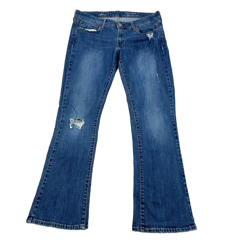 Vintage Levis Skinny Bootcut Jeans Women 32x30 Low Rise Med Wash Distressed Y2K